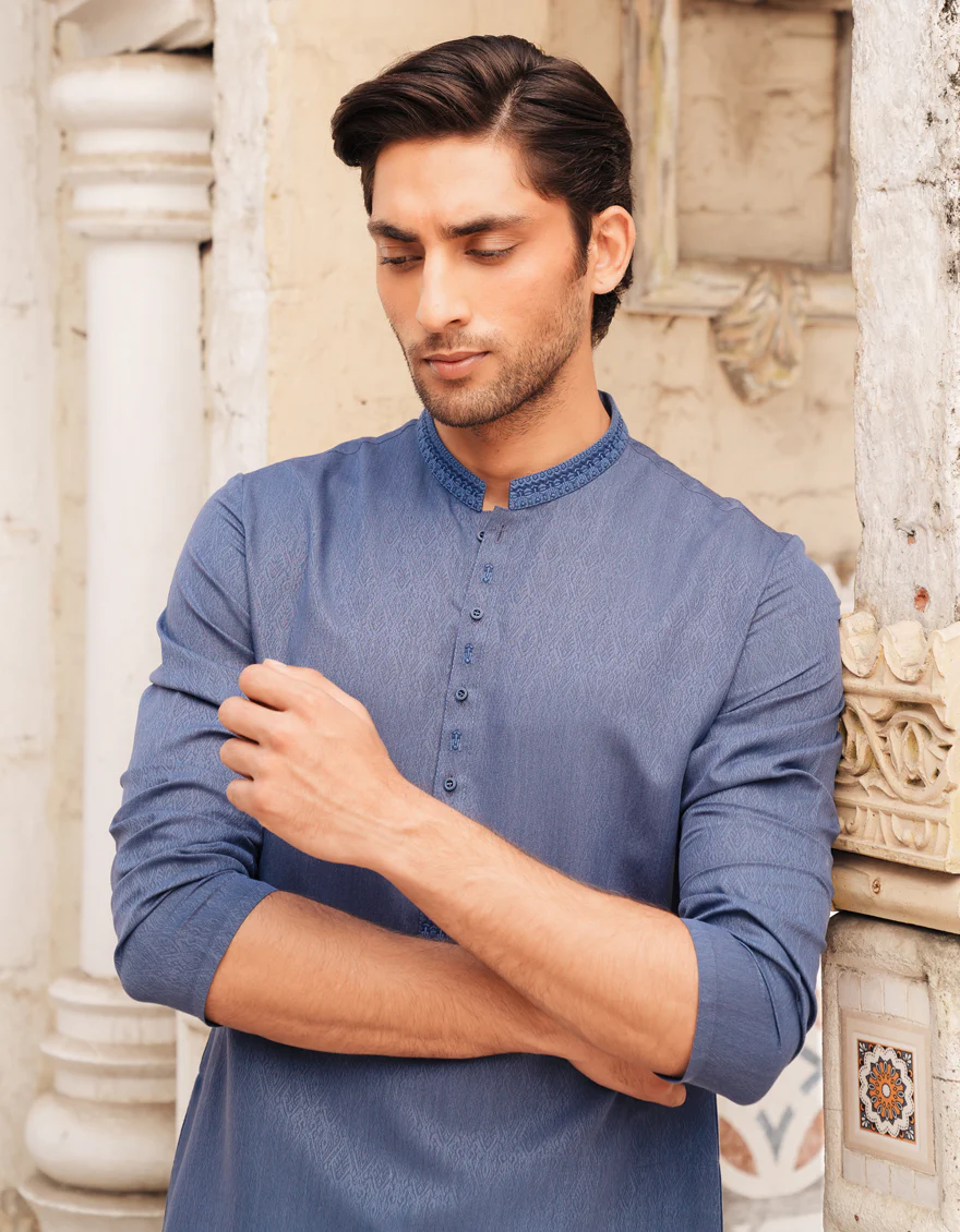 BLUE BLENDED KURTA | JJK-A-46661/S25/JJ94 - Image 5