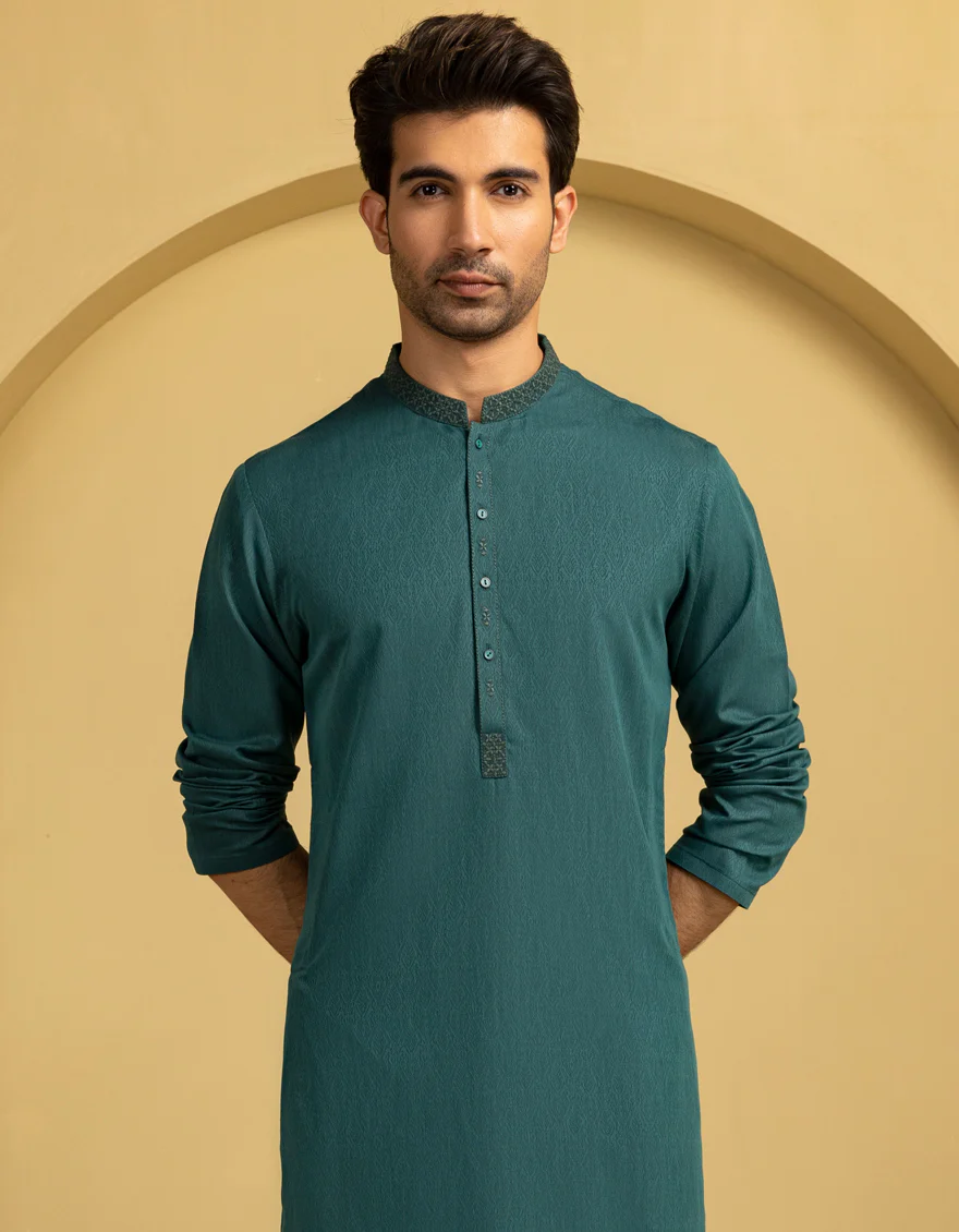 GREEN BLENDED KURTA | JJK-A-46662/S25/JJ94 - Image 2