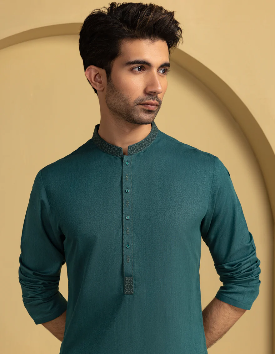 GREEN BLENDED KURTA | JJK-A-46662/S25/JJ94 - Image 4