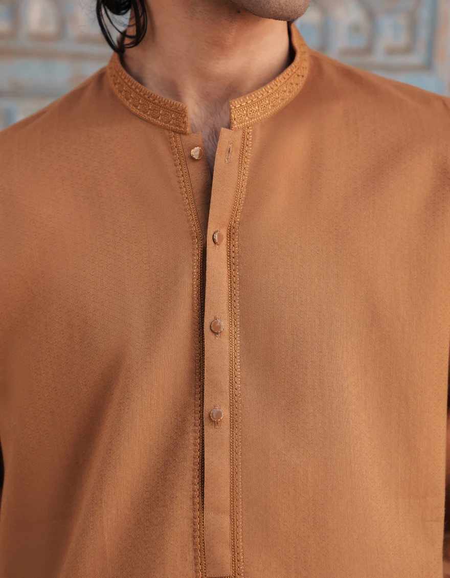 GOLDEN COTTON KURTA | JJK-A-46664/S25/JJ9221-SF - Image 3