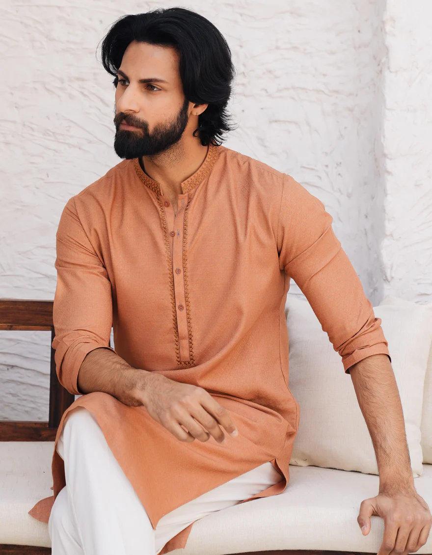 ORANGE BLENDED KURTA | JJK-A-46708/S25/JJ9847-SF - Image 4
