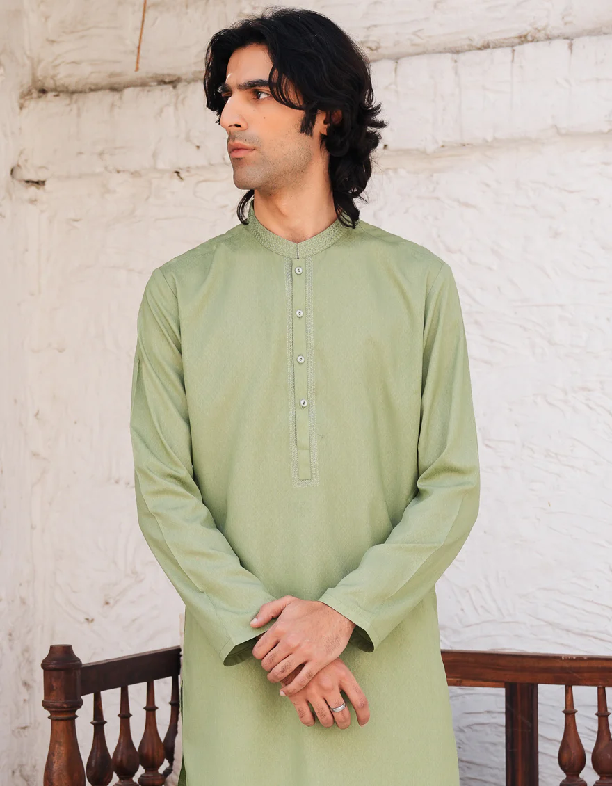 GREEN BLENDED KURTA | JJK-A-46710/S25/JJ9847-SF - Image 2