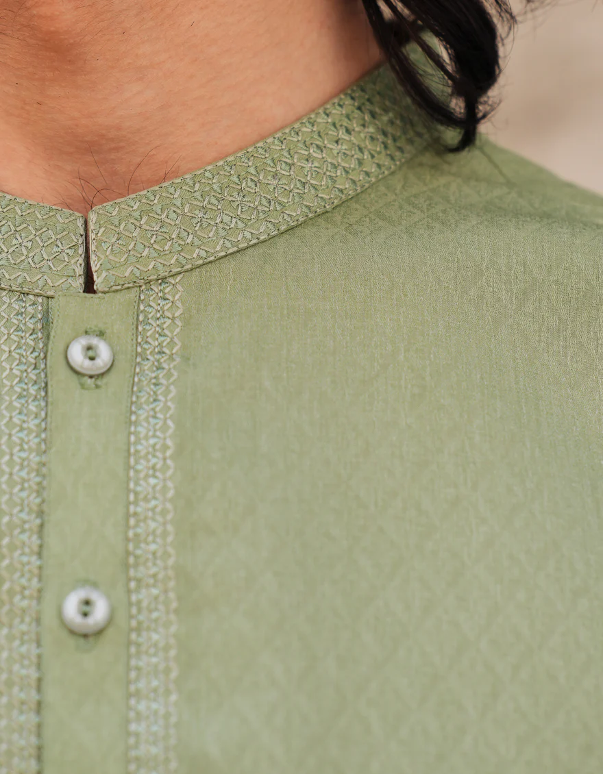 GREEN BLENDED KURTA | JJK-A-46710/S25/JJ9847-SF - Image 3