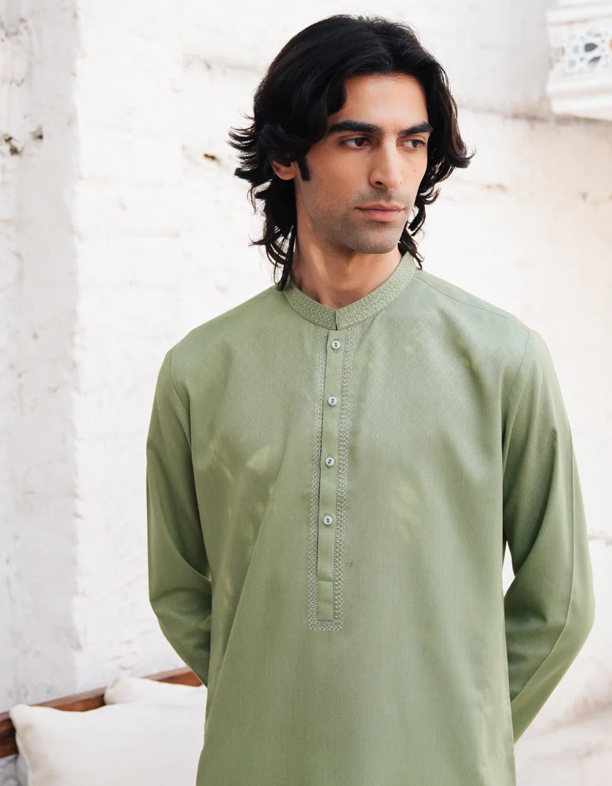 GREEN BLENDED KURTA | JJK-A-46710/S25/JJ9847-SF - Image 4