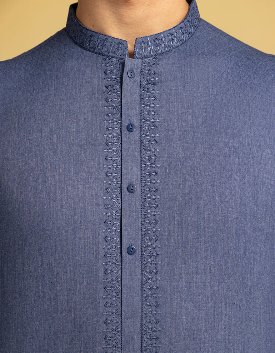 BLUE BLENDED KURTA | JJK-A-46713/S25/JJ9847-SF - Image 4