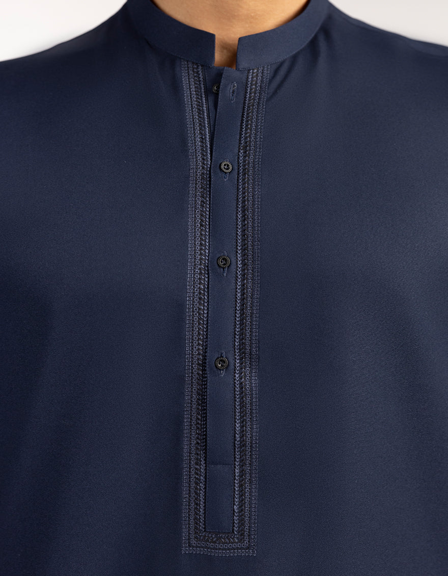 NAVY BLUE BLENDED KURTA | JJK-A-46905/S25/JJ8151-SF - Image 3