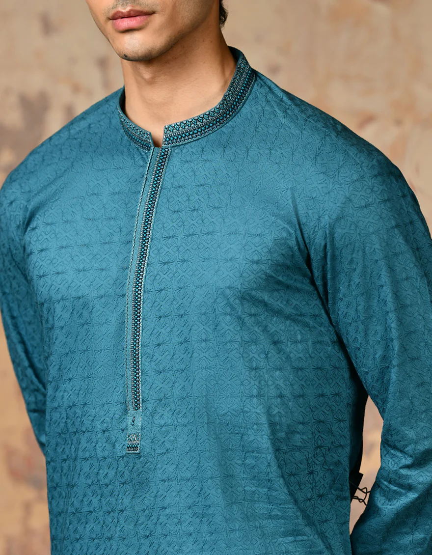 GREEN COTTON KURTA | JJK-A-47026/S24/JJ9212-FL - Image 2