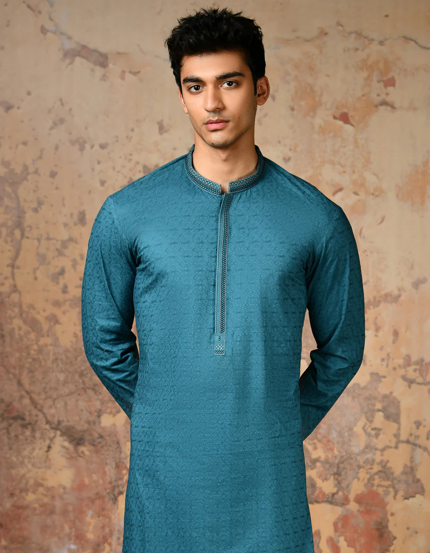 GREEN COTTON KURTA | JJK-A-47026/S24/JJ9212-FL - Image 3
