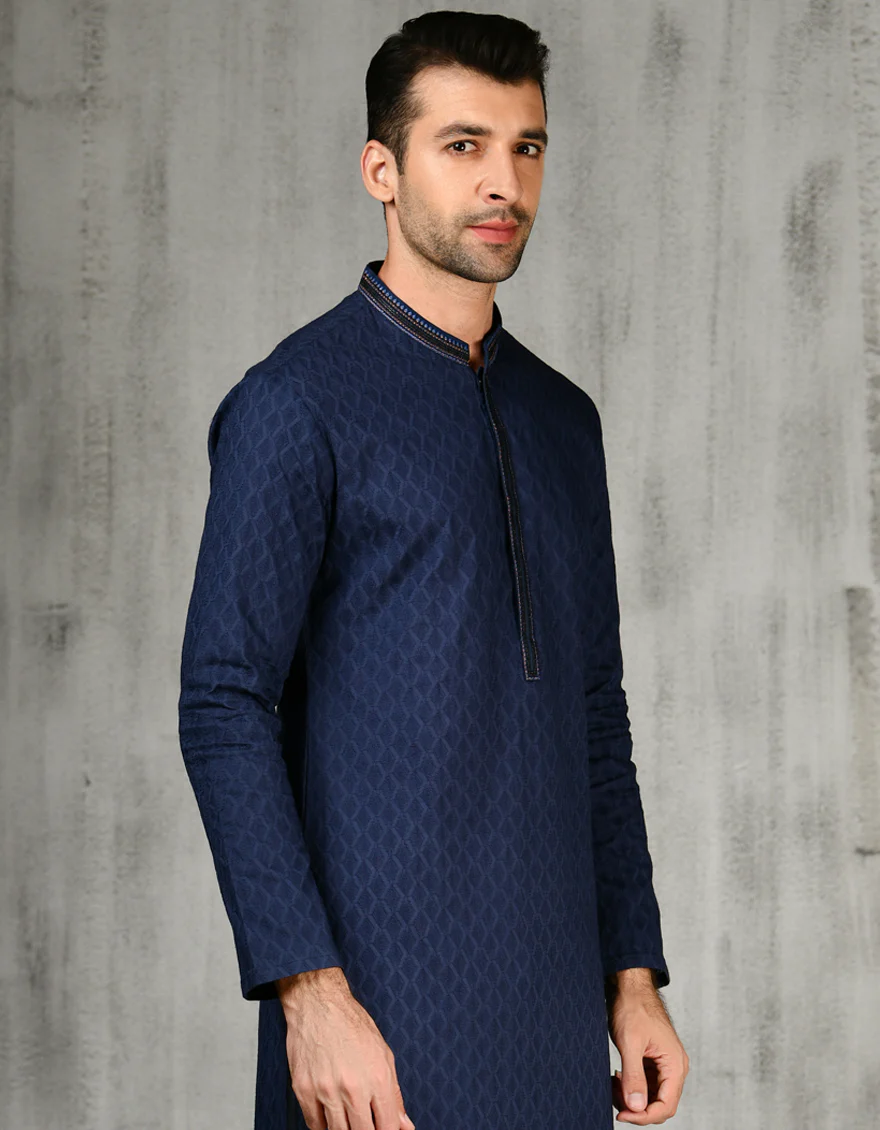 BLUE COTTON KURTA | JJK-A-47182/S24/JJ1099-FL - Image 2