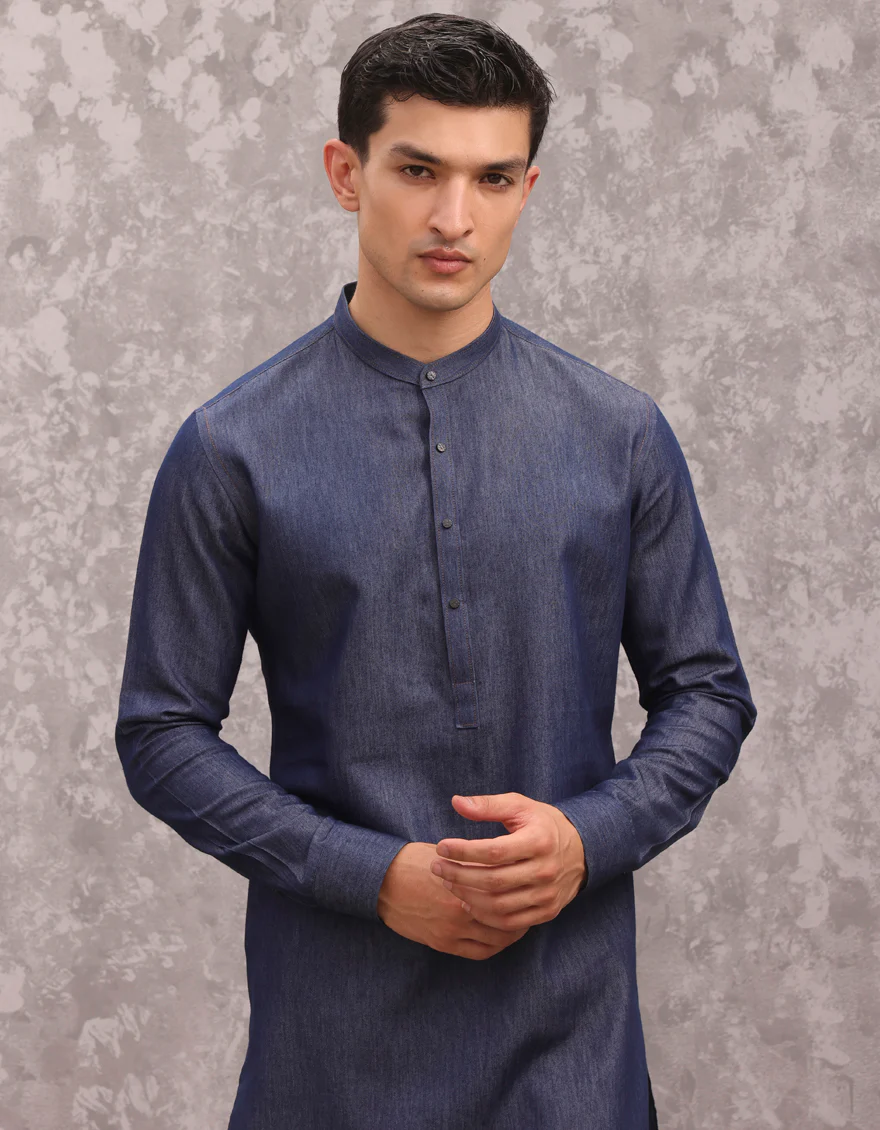 BLUE BLENDED KURTA | JJK-A-47217/S24/JJ9387-CL - Image 2