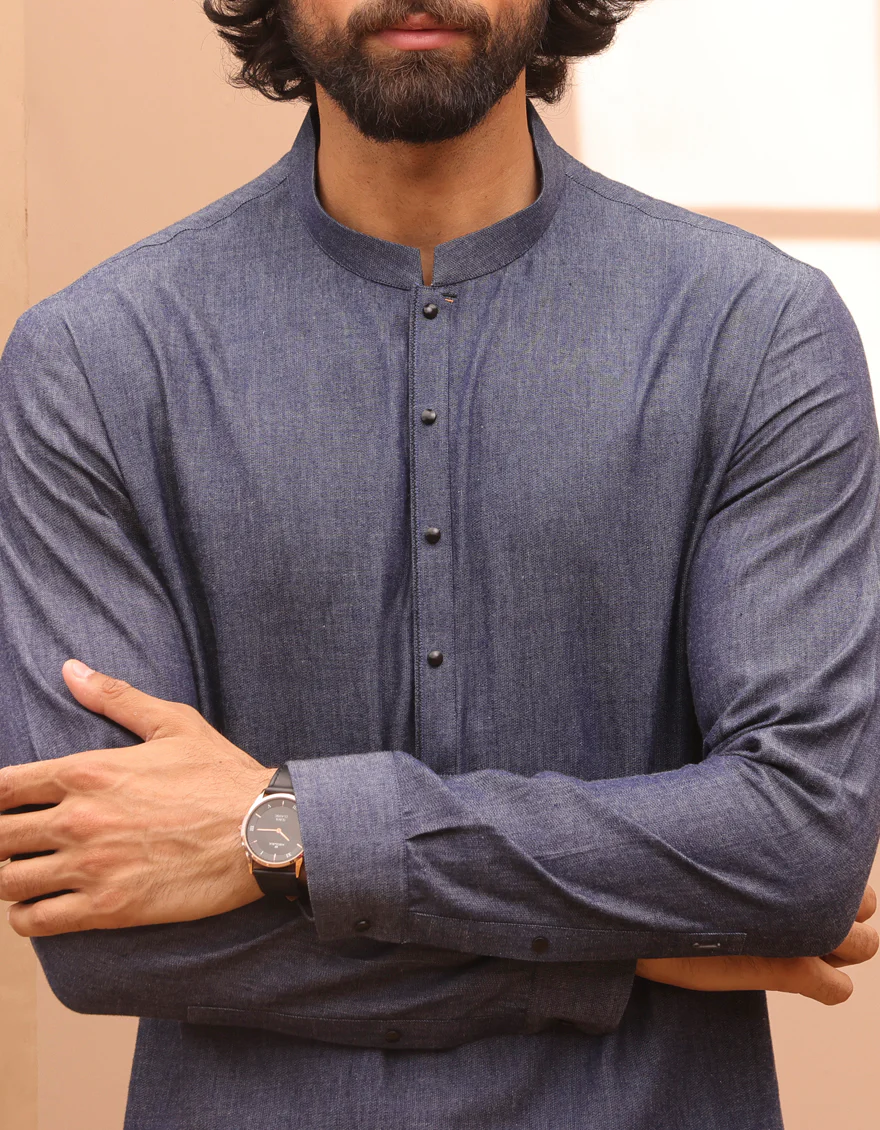 BLUE COTTON KURTA | JJK-A-47218/S24/JJ9386-CL - Image 2