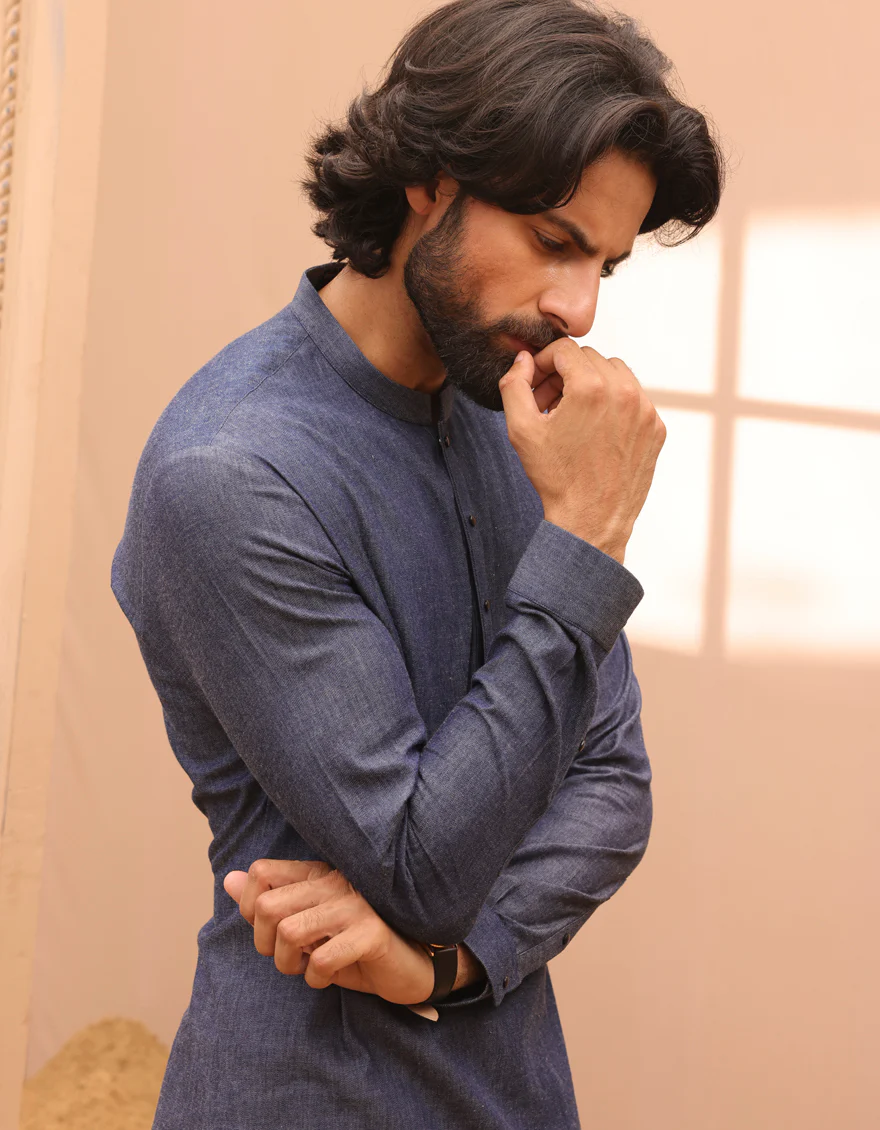 BLUE COTTON KURTA | JJK-A-47218/S24/JJ9386-CL - Image 3