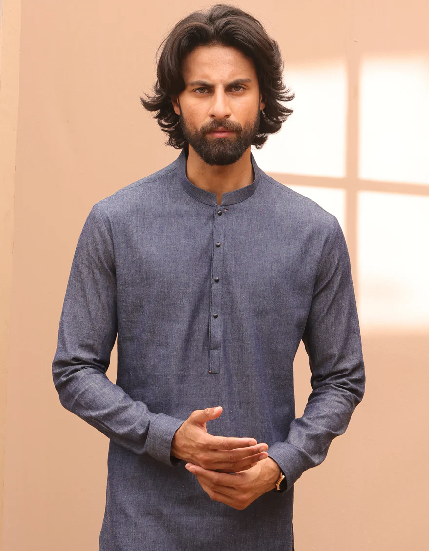 BLUE COTTON KURTA | JJK-A-47218/S24/JJ9386-CL - Image 4