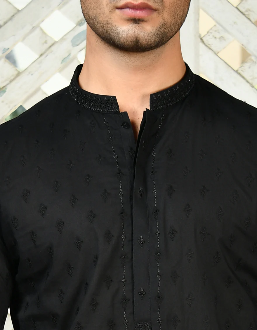BLACK COTTON KURTA | JJK-A-47222/S24/JJ9212-FL - Image 2