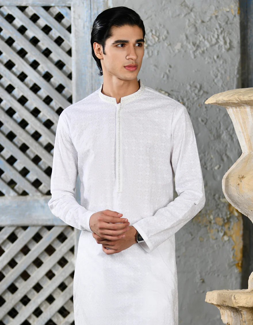 WHITE COTTON KURTA | JJK-A-47228/S24/JJ9212-FL - Image 3