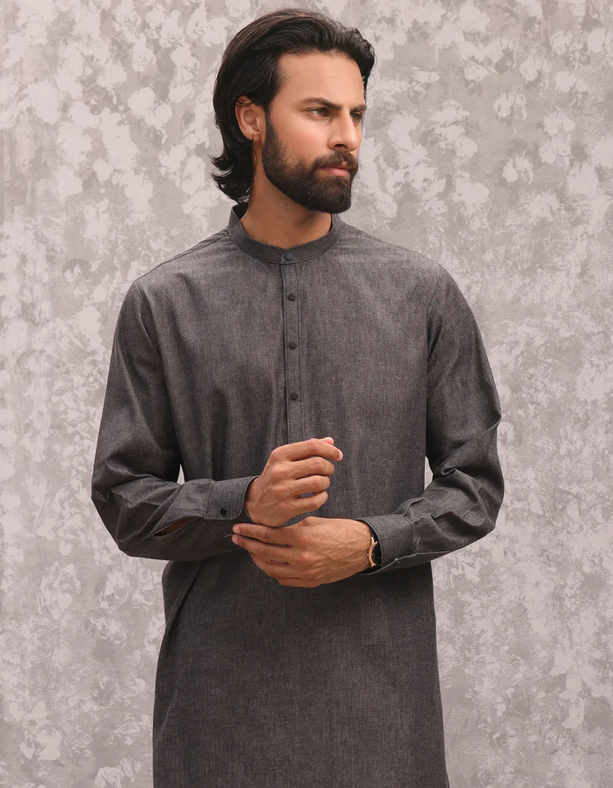 BLACK COTTON KURTA | JJK-A-47232/S24/JJ9386-CL - Image 2