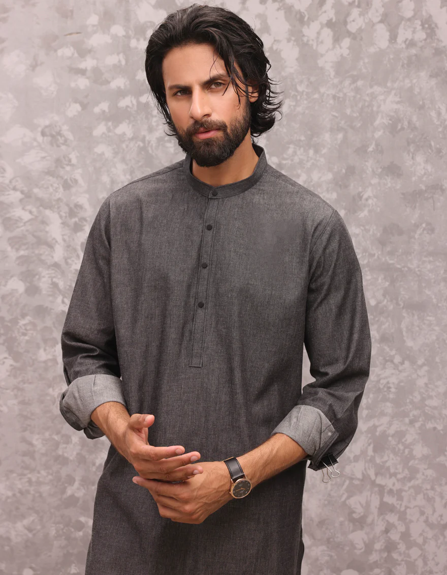 BLACK COTTON KURTA | JJK-A-47232/S24/JJ9386-CL - Image 3