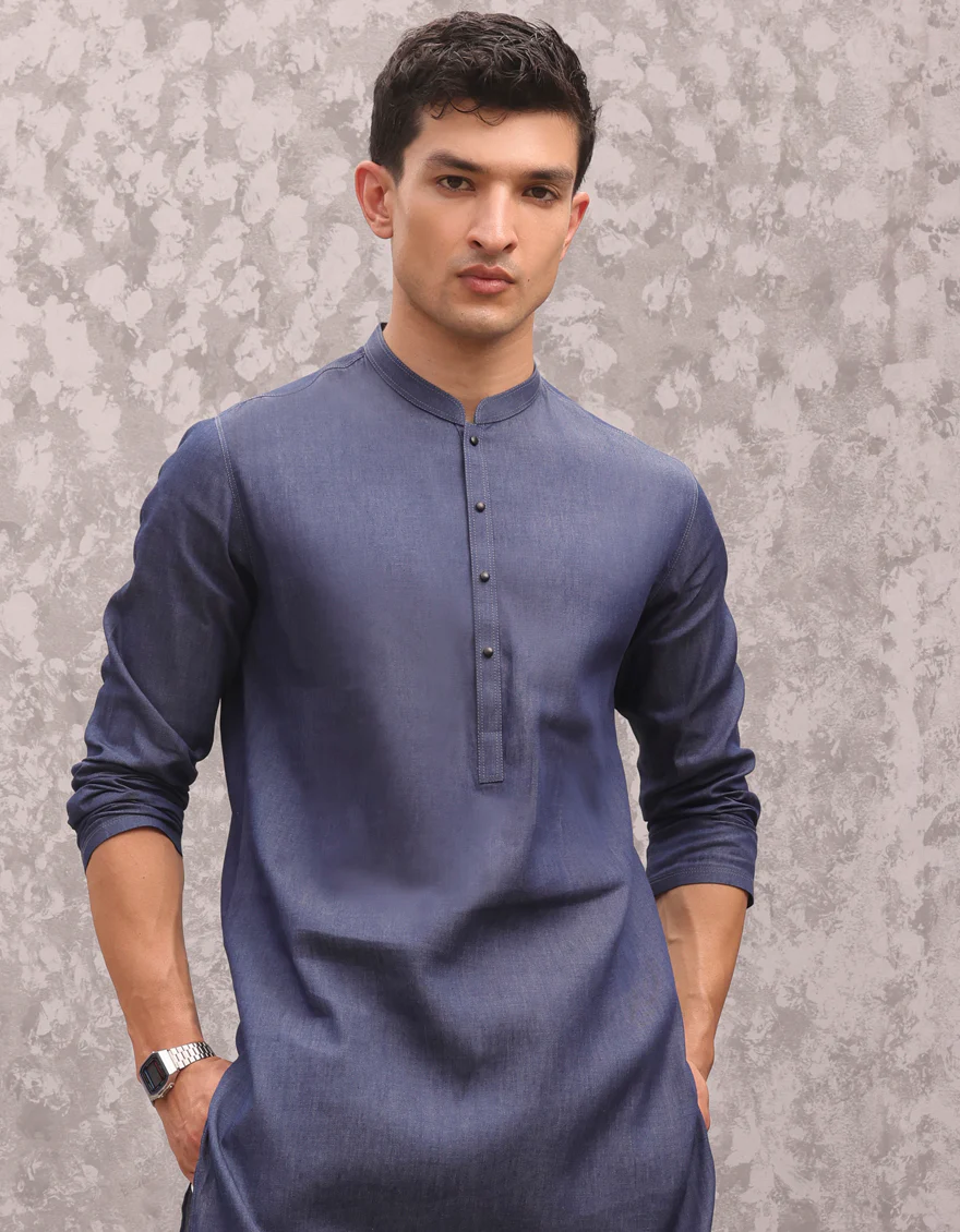 BLUE BLENDED KURTA | JJK-A-47256/S24/JJ7127-CL - Image 2