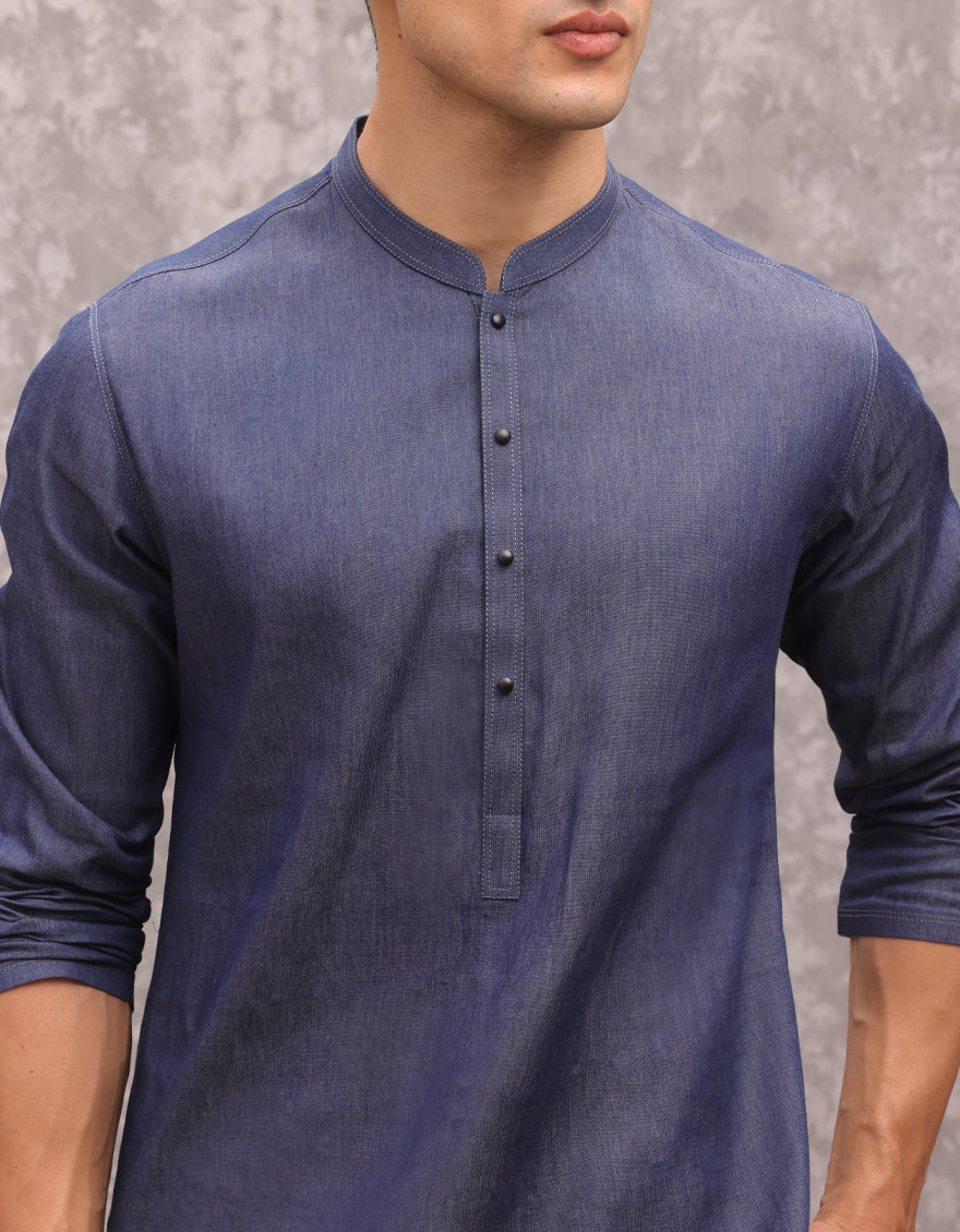 BLUE BLENDED KURTA | JJK-A-47256/S24/JJ7127-CL - Image 3