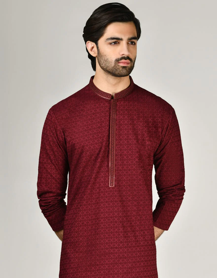 RED COTTON KURTA | JJK-A-47259/S24/JJ9212-FL - Image 2