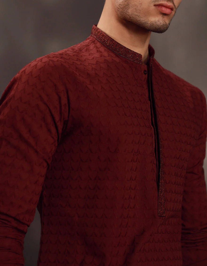 PLUM COTTON KURTA | JJK-A-47280/S24/JJ9631-FL - Image 3