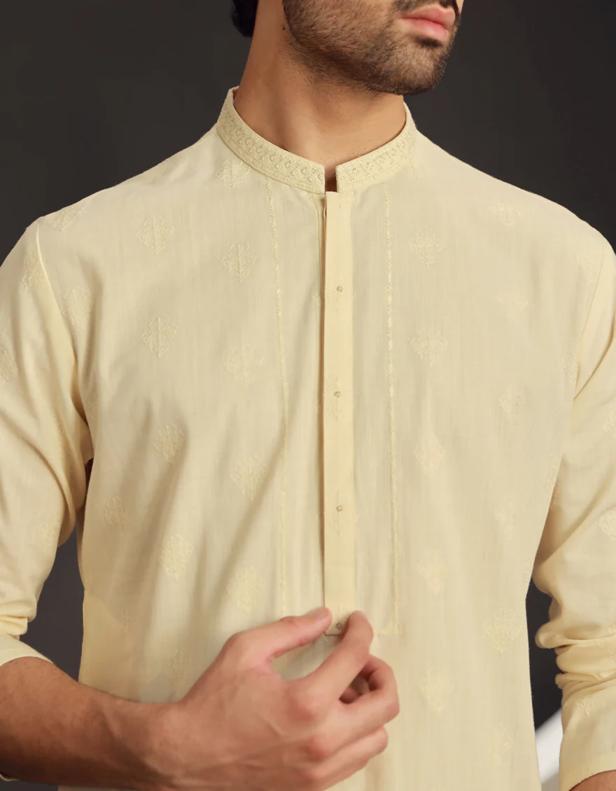 CREAM COTTON KURTA | JJK-A-47281/S24/JJ9631-FL - Image 3