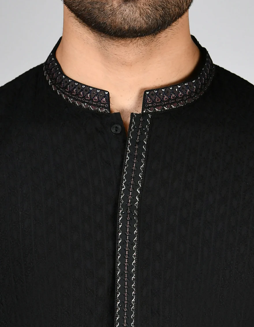 BLACK COTTON KURTA | JJK-A-47316/S24/JJ1096-SF - Image 3