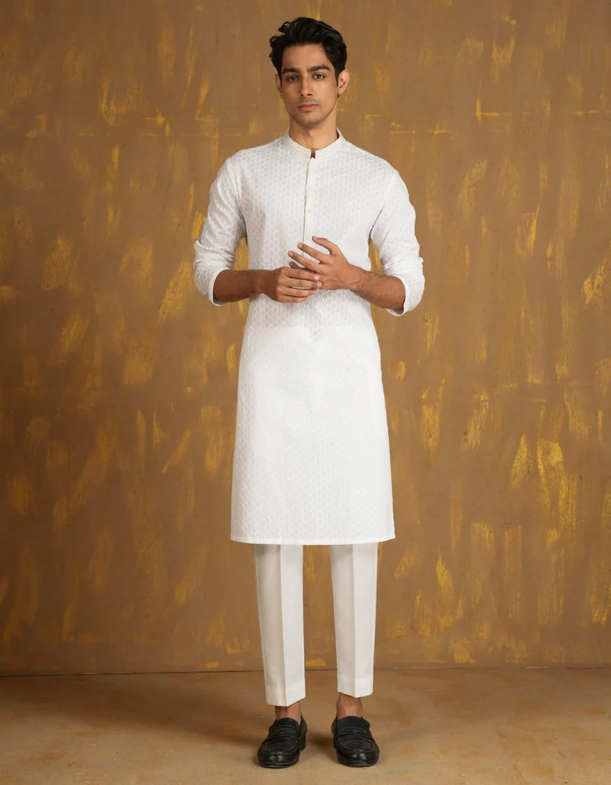 WHITE COTTON KURTA | JJK-A-47317/S24/JJ1098-SF - Image 3