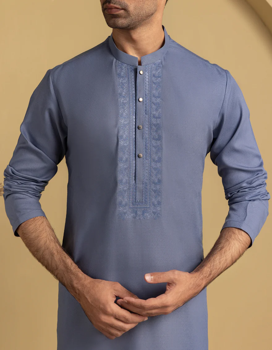 BLUE BLENDED KURTA | JJK-A-47467/S25/JJ9846-SF - Image 3