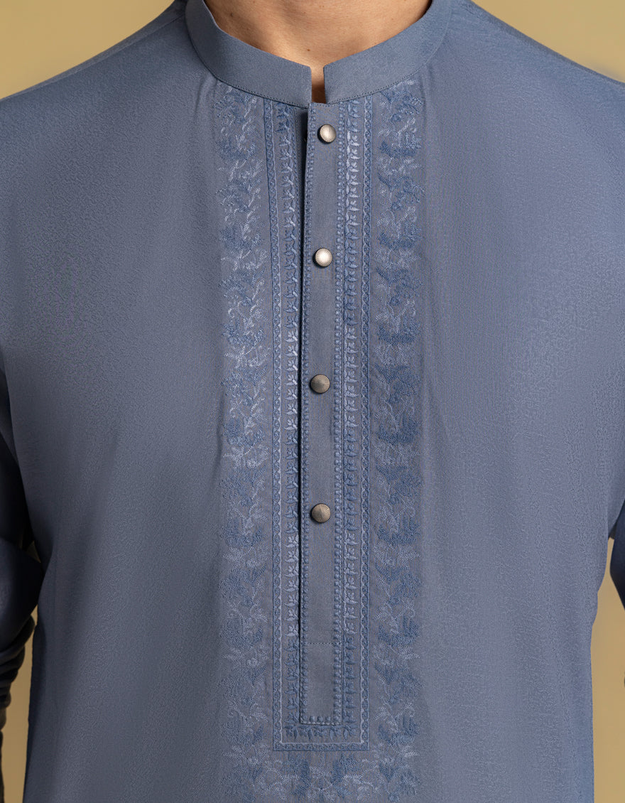 BLUE BLENDED KURTA | JJK-A-47467/S25/JJ9846-SF - Image 4