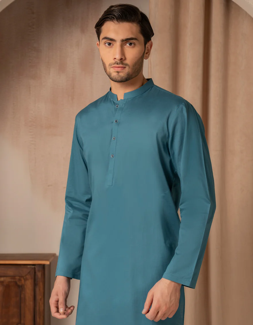 TEAL COTTON KURTA | JJK-A-47469/S25/JJ9373-PN - Image 2