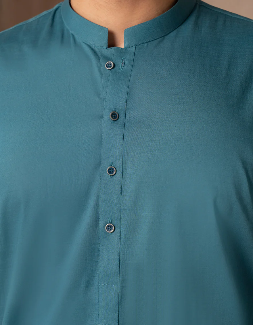 TEAL COTTON KURTA | JJK-A-47469/S25/JJ9373-PN - Image 3