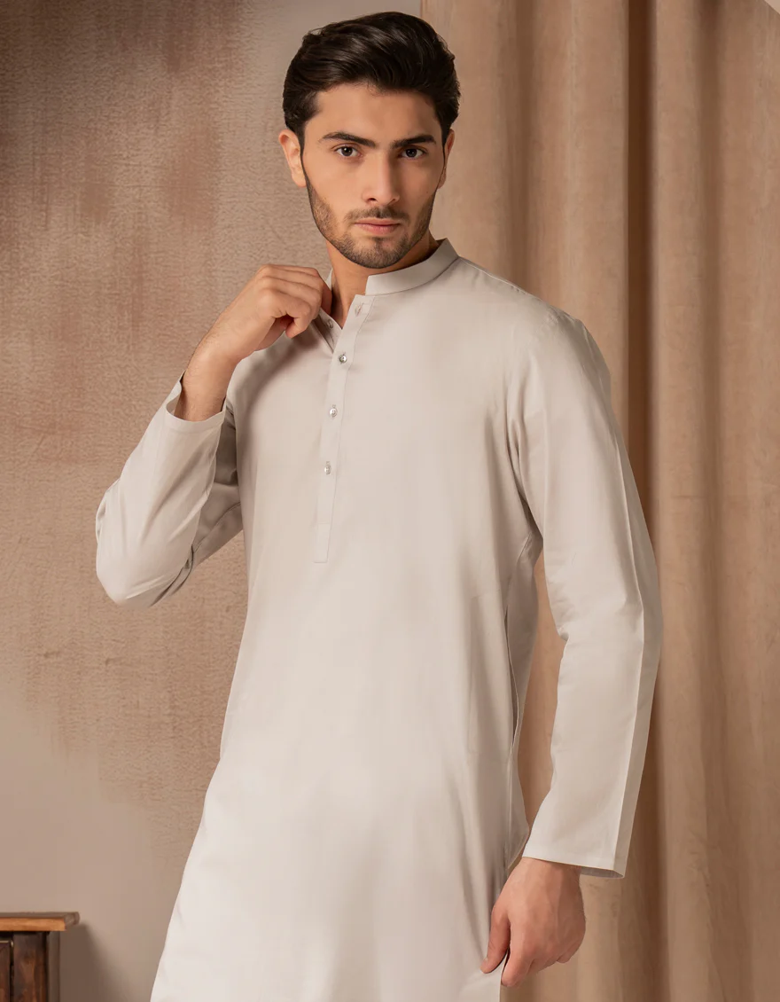 LIGHT GREY COTTON KURTA | JJK-A-47471/S25/JJ9373-PN - Image 2
