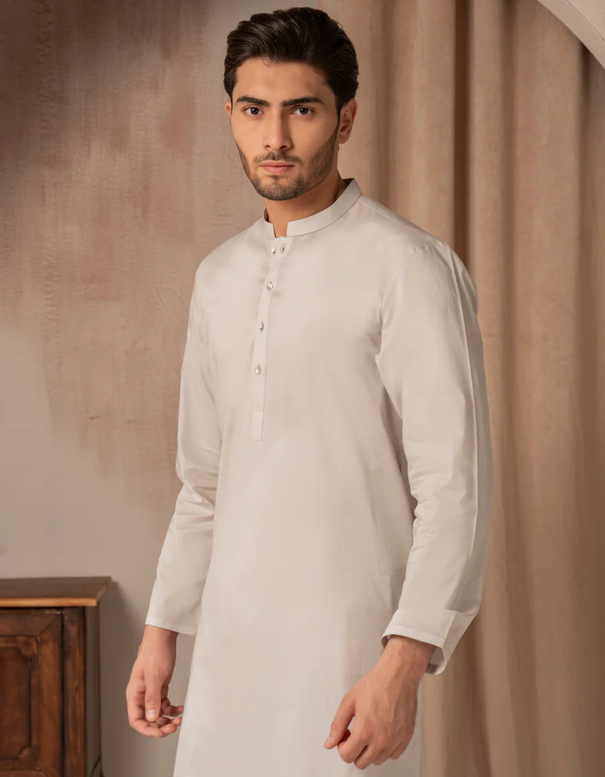 LIGHT GREY COTTON KURTA | JJK-A-47471/S25/JJ9373-PN - Image 4