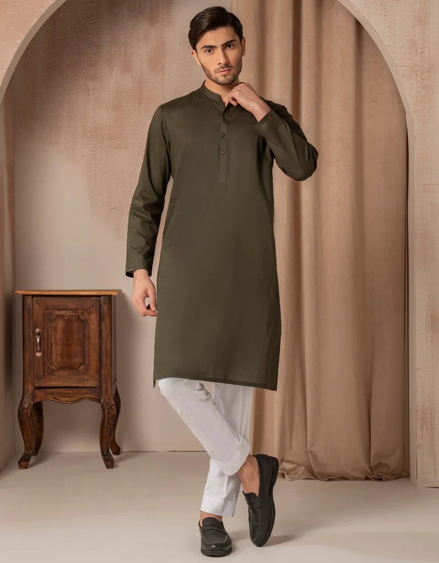DARK GREEN COTTON KURTA | JJK-A-47473/S25/JJ93 - Image 3
