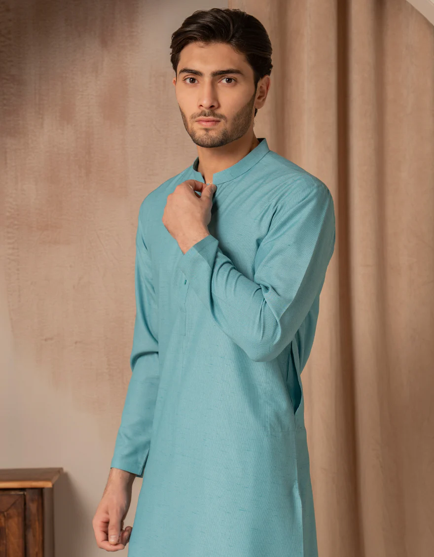 SEA GREEN BLENDED KURTA | JJK-A-47476/S25/JJ9360-PN - Image 2
