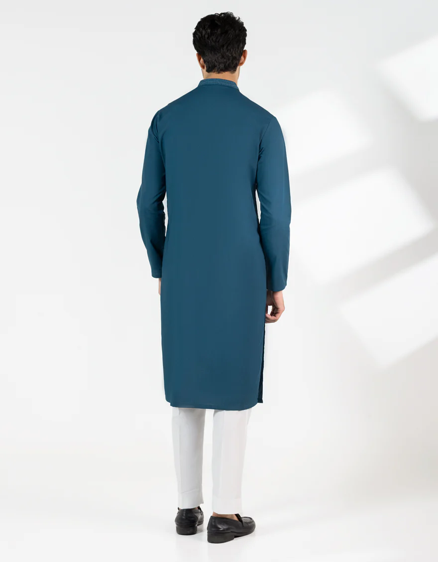 TEAL BLUE BLENDED KURTA | JJK-A-47527/S25/JJ10085-SF - Image 2