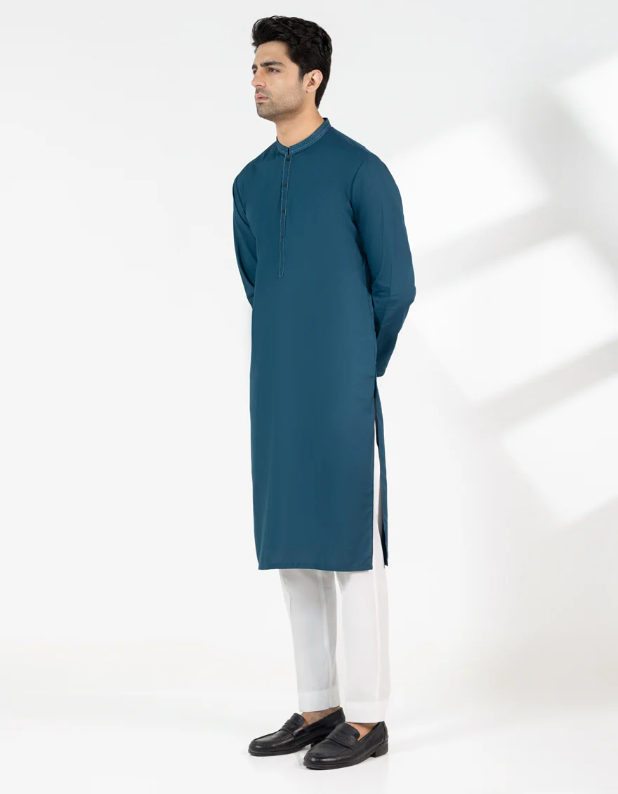 TEAL BLUE BLENDED KURTA | JJK-A-47527/S25/JJ10085-SF - Image 3