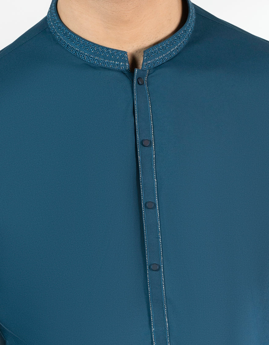 TEAL BLUE BLENDED KURTA | JJK-A-47527/S25/JJ10085-SF - Image 4