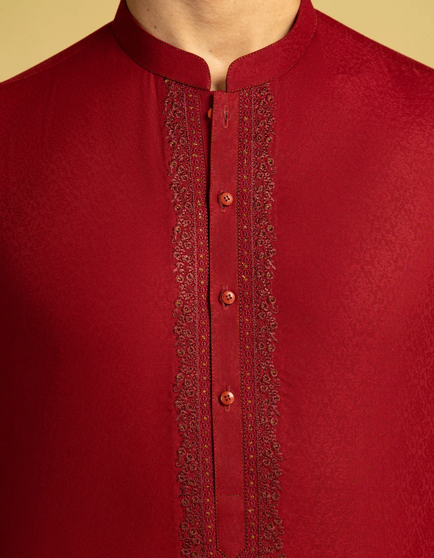 RED BLENDED KURTA | JJK-A-50096/S25/JJ9850-FL - Image 3