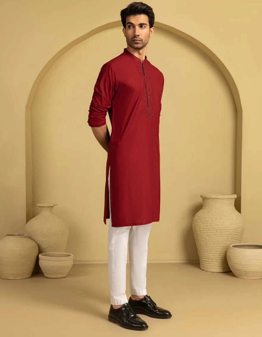 RED BLENDED KURTA | JJK-A-50096/S25/JJ9850-FL - Image 5