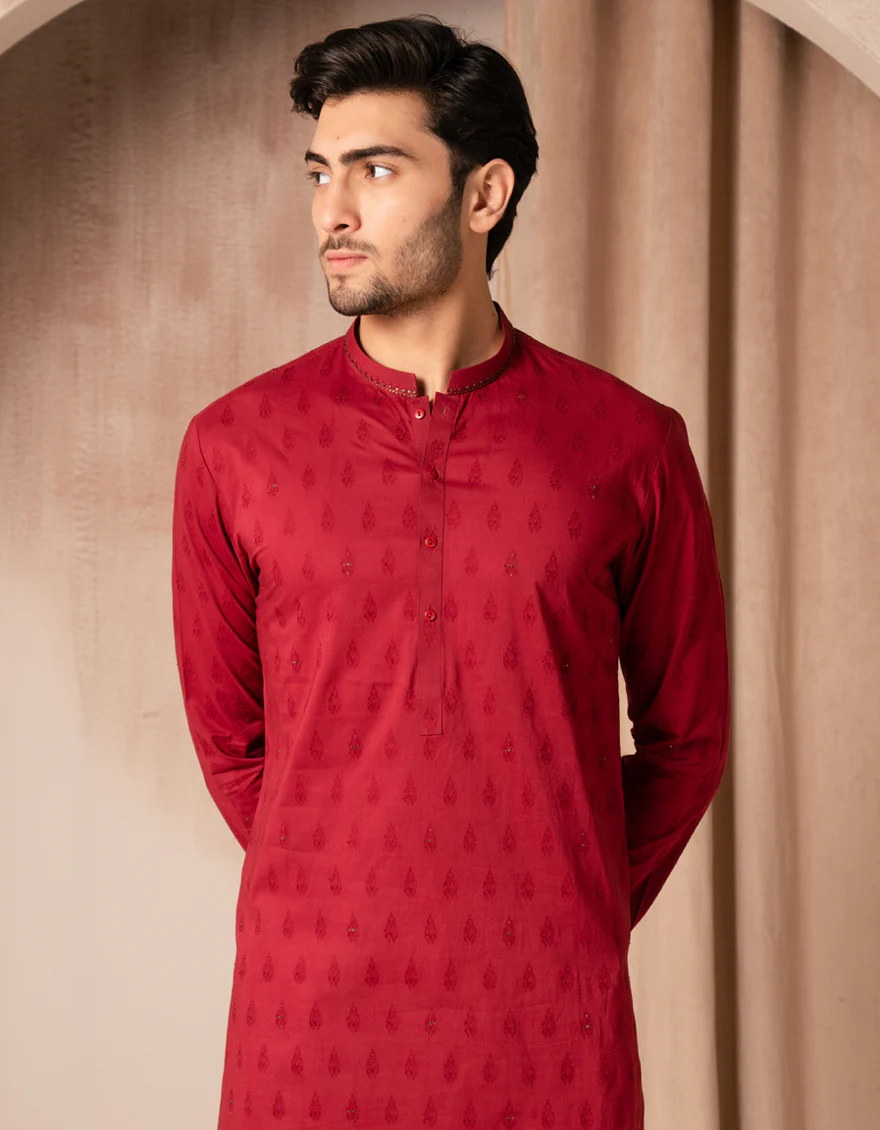 MAROON COTTON KURTA | JJK-A-50190/S25/JJ9781-SF - Image 2