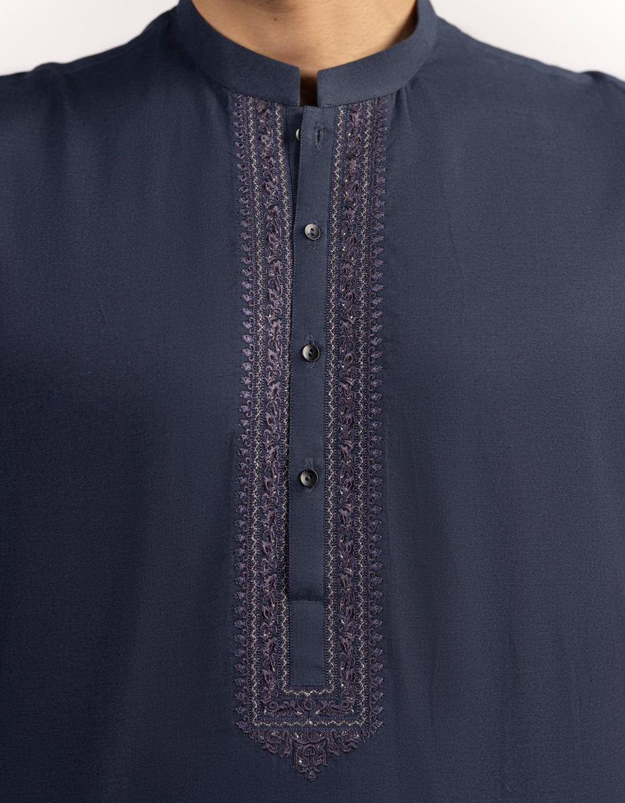 NAVY BLUE COTTON KURTA | JJK-A-50275/S25/JJ9750-FL - Image 3