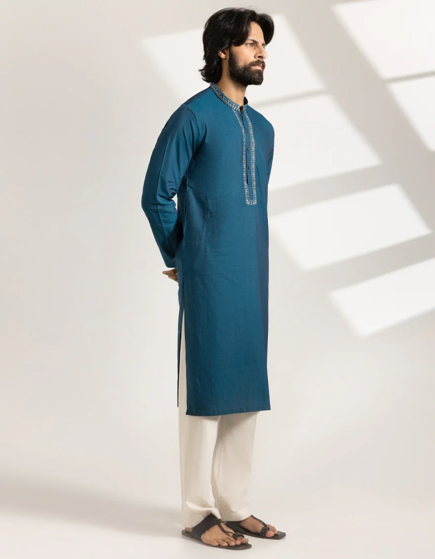 SEA GREEN COTTON KURTA | JJK-A-50276/S25/JJ9750-FL - Image 2