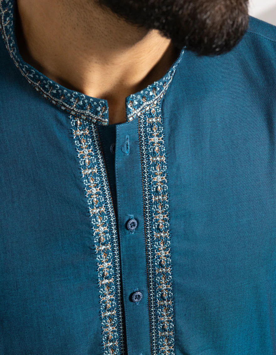SEA GREEN COTTON KURTA | JJK-A-50276/S25/JJ9750-FL - Image 4