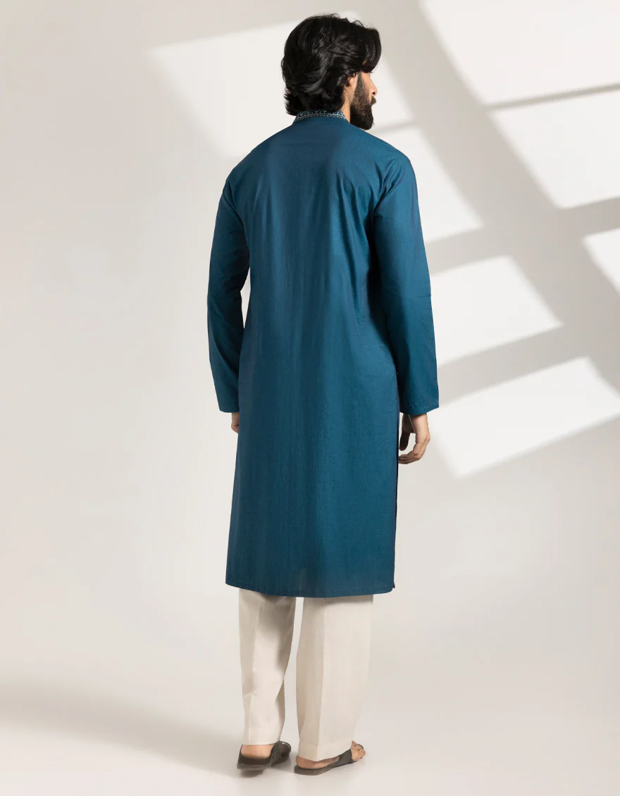 SEA GREEN COTTON KURTA | JJK-A-50276/S25/JJ9750-FL - Image 5