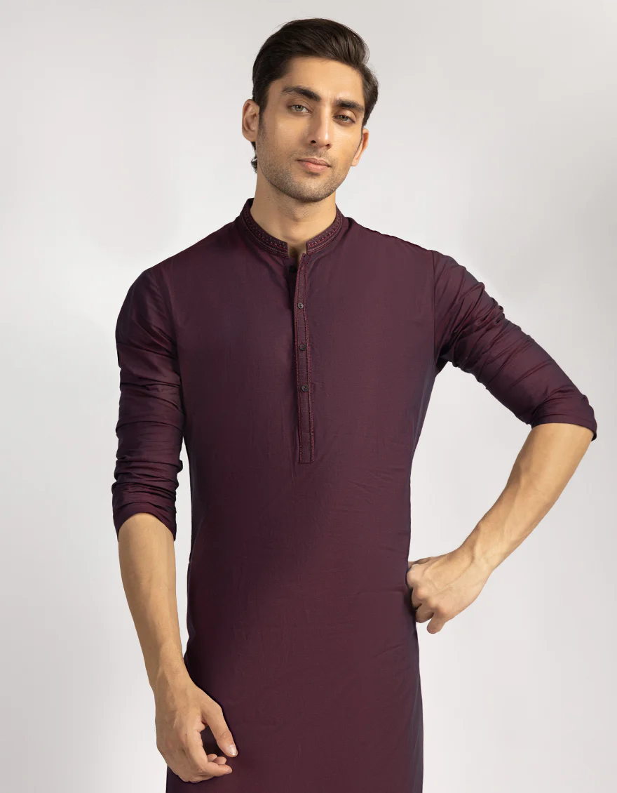 MAROON COTTON KURTA | JJK-A-50277/S25/JJ9750-FL - Image 2