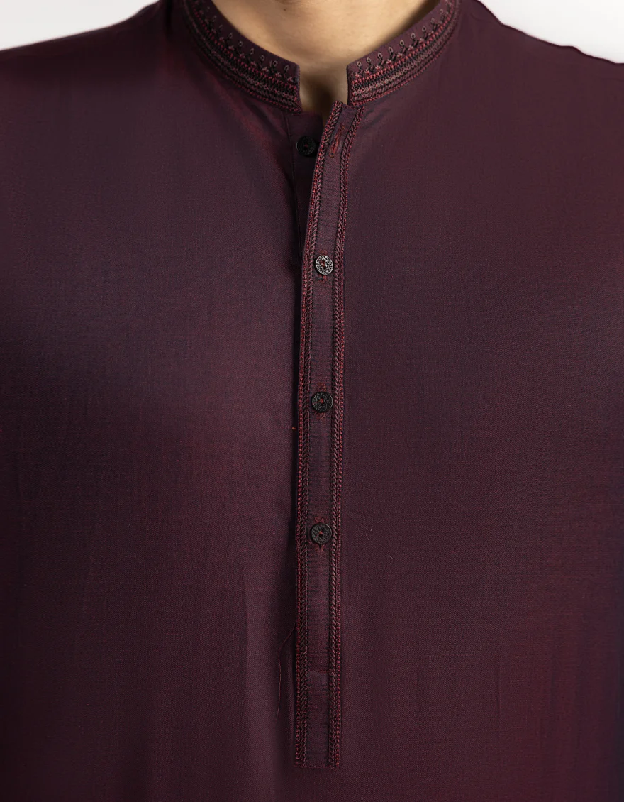 MAROON COTTON KURTA | JJK-A-50277/S25/JJ9750-FL - Image 3