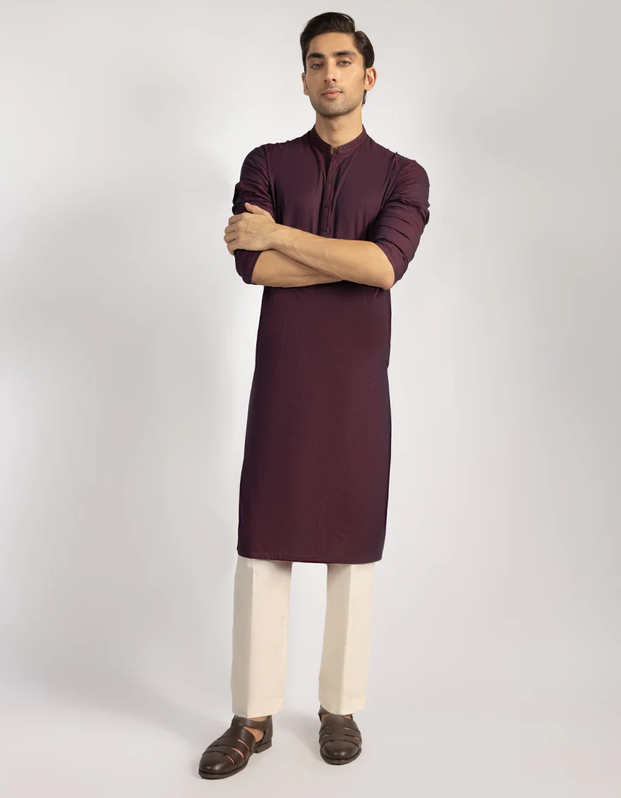 MAROON COTTON KURTA | JJK-A-50277/S25/JJ9750-FL - Image 4