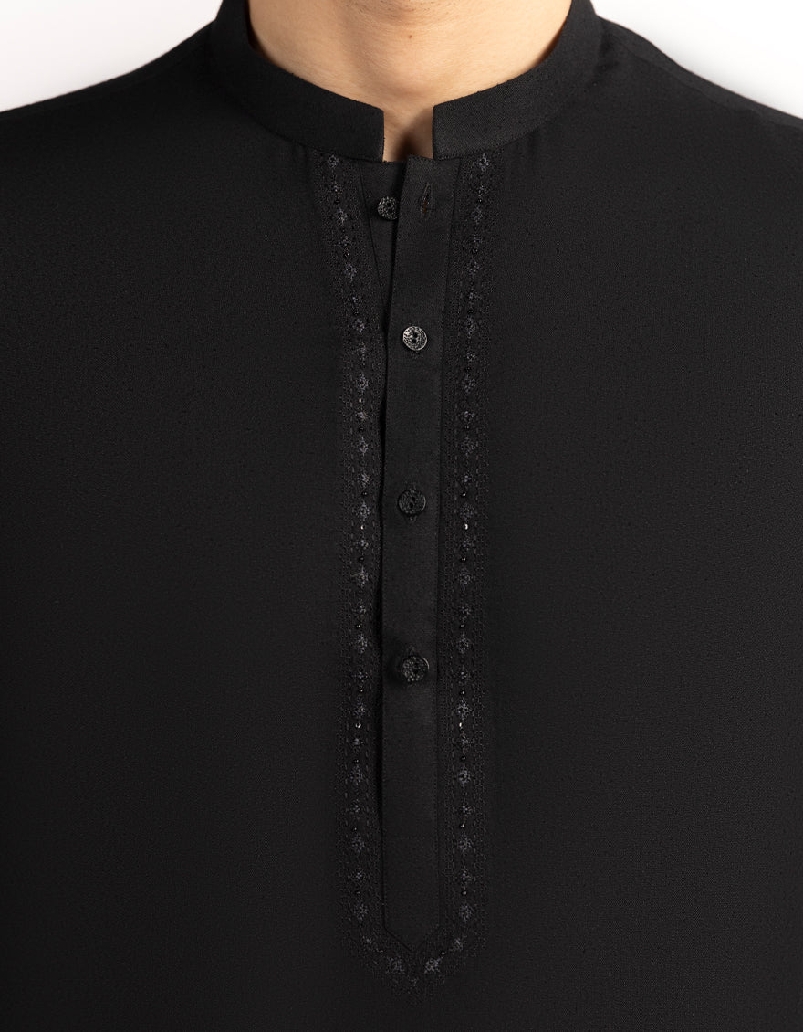 BLACK BLENDED KURTA | JJK-A-50337/S25/JJ9949-SF - Image 3